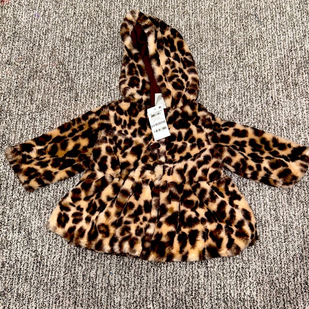 Baby Girls Leopard Faux Fur Coat, Created for Macy's NWT